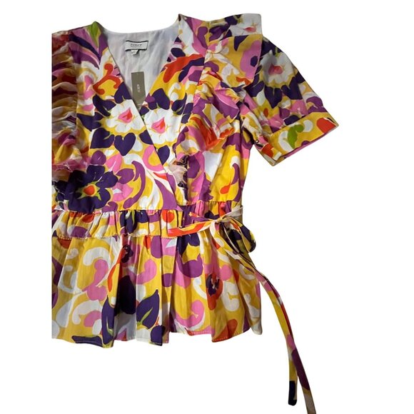J.Crew Collection Ratti Floral Wrap Blouse Womens L AW532 NWT Cotton Ruffle Top - Picture 14 of 16